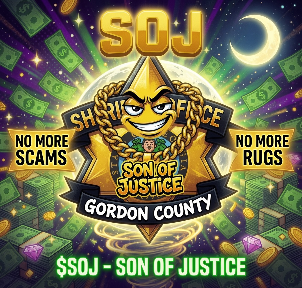 SOJ Son of Justice sheriff badge — No More Scams, No More Rugs, Gordon County